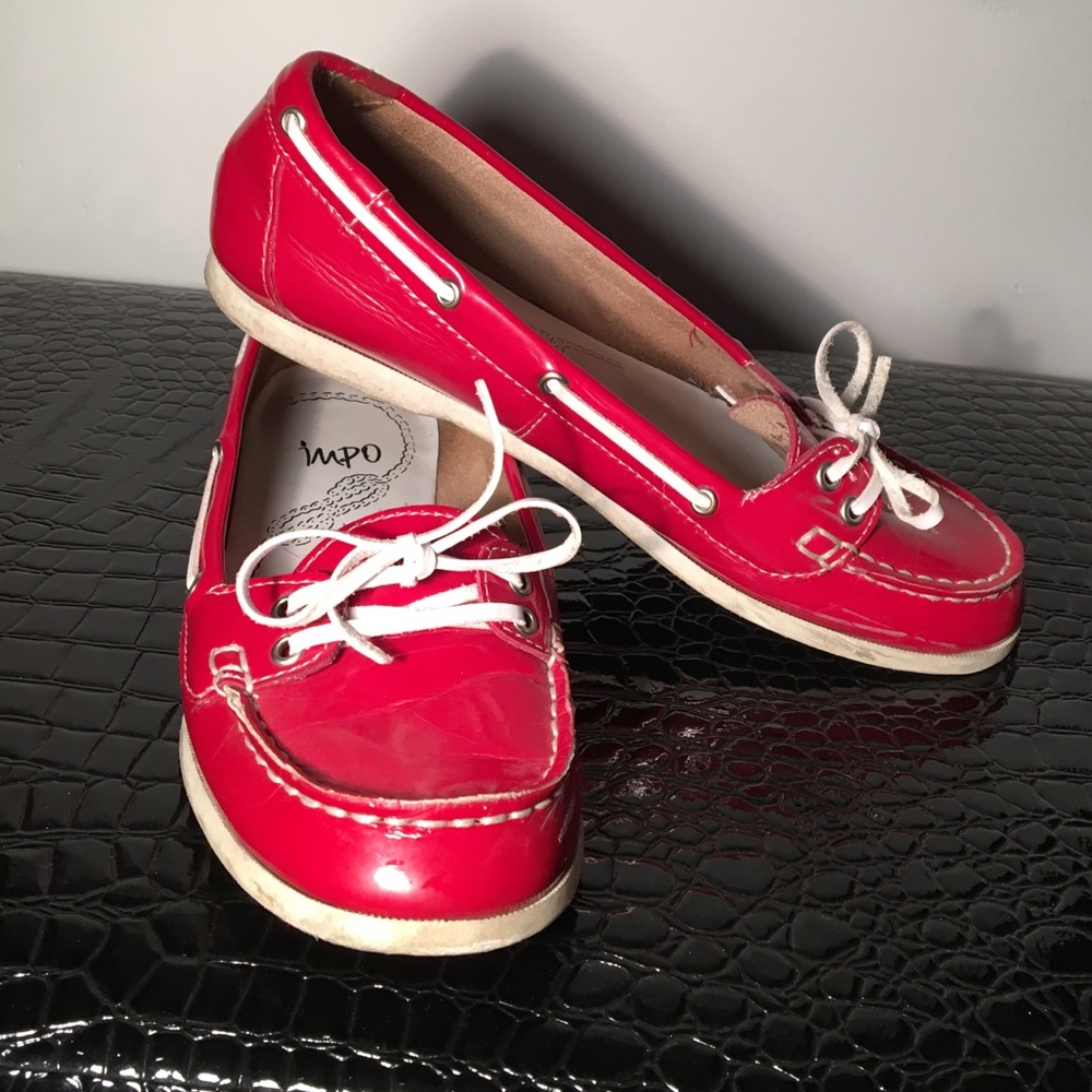 Red boat shoes